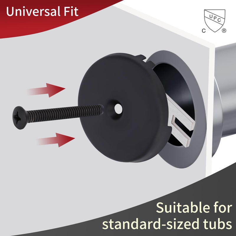PRIMSOPH One Hole Overflow Faceplate Tub Drain Trim Kit Conversion Kit Assembly Universal Fine Coarse Thread Replacement Matte Black - Image 3